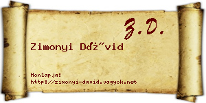 Zimonyi Dávid névjegykártya