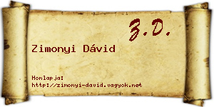 Zimonyi Dávid névjegykártya